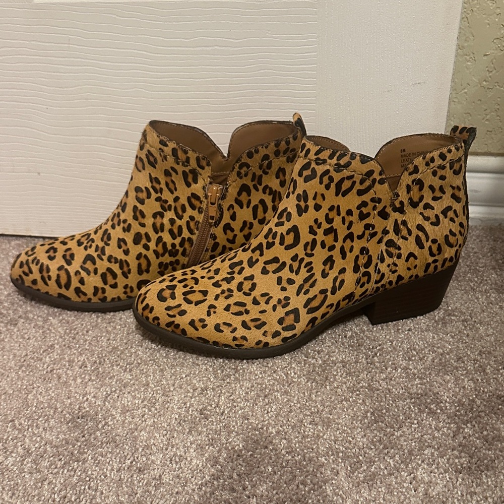 MIA Tan Leopard Ankle Booties